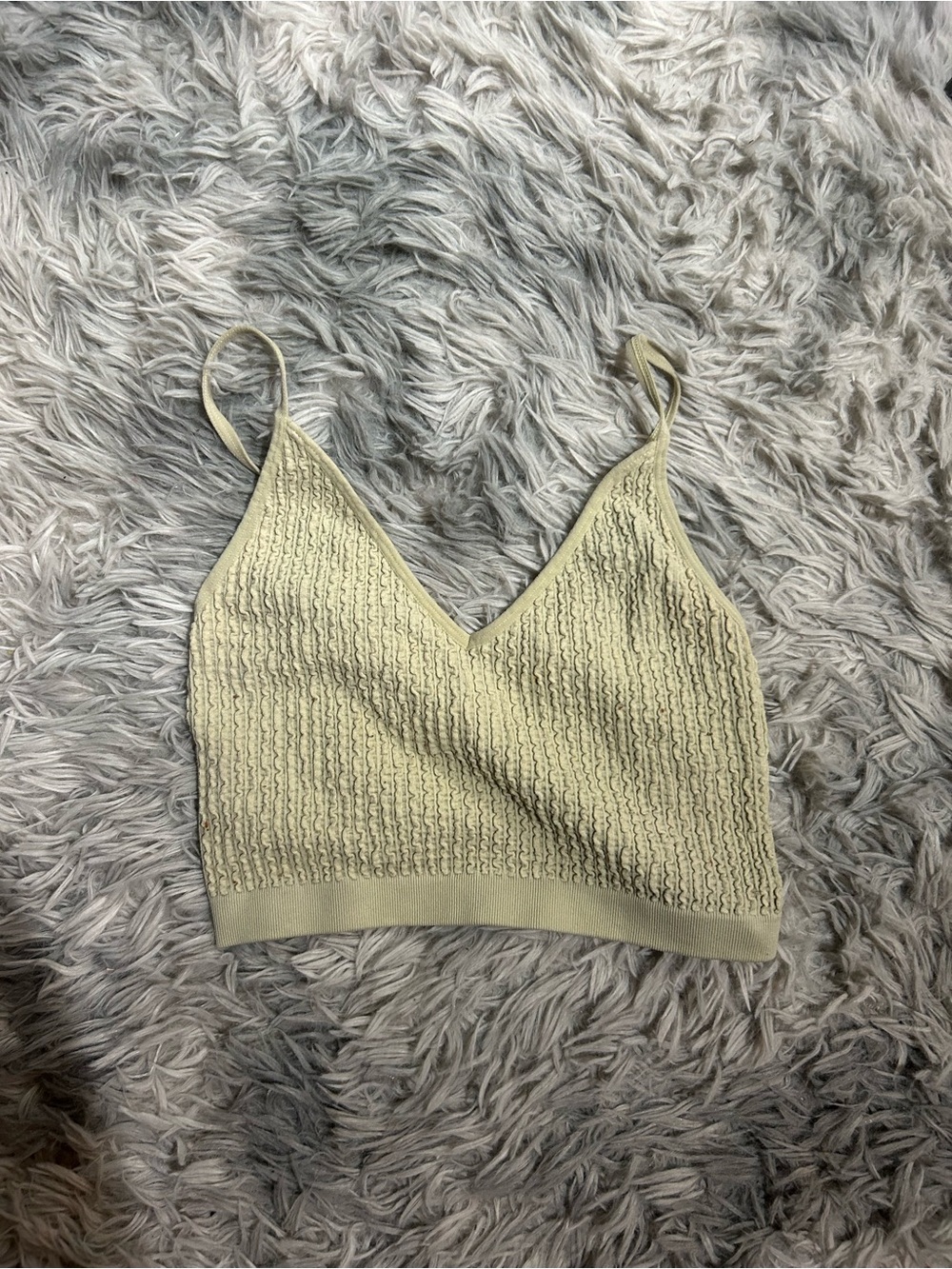 Forever 21 Pale Green Knit V-Neck Cropped Camisole